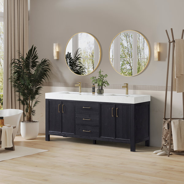 Lark Manor Aneysa 72'' Double Bathroom Vanity with Engineered Marble Top & Reviews | Wayfair
